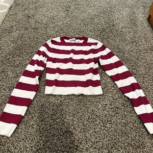 Zara Striped Long Sleeve Top - Red and White